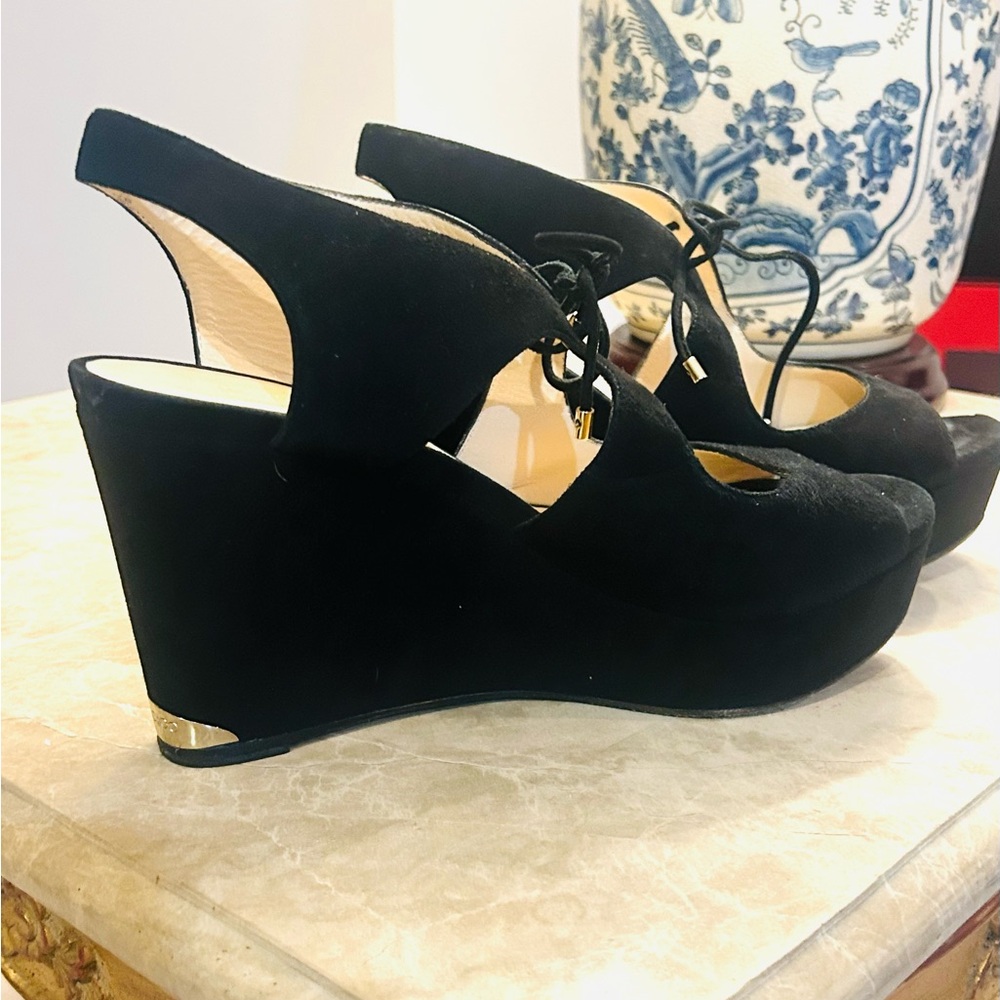 Jimmy Choo Elegant Black Suede Wedge Heels size 41 - Picture 8 of 16
